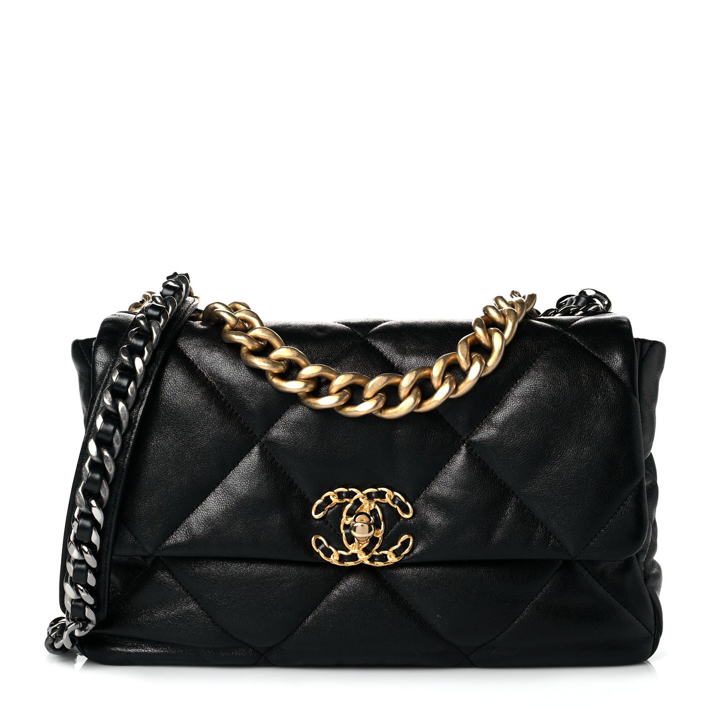 Lambskin Quilted Large Chanel 19 Flap Black