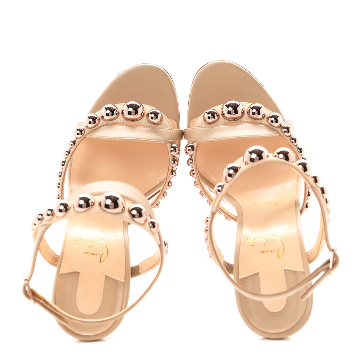 Shiny Nappa Suede Galeria 100 Sandals 37.5 Nude Rose Gold