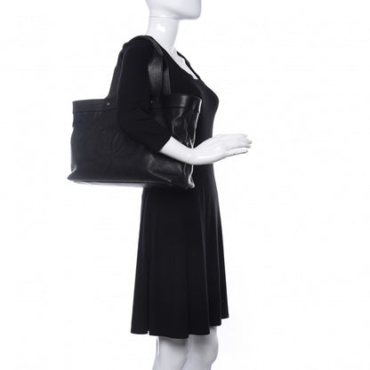 Chanel Goatskin Perforated Large CC Tote Black 2 of 10