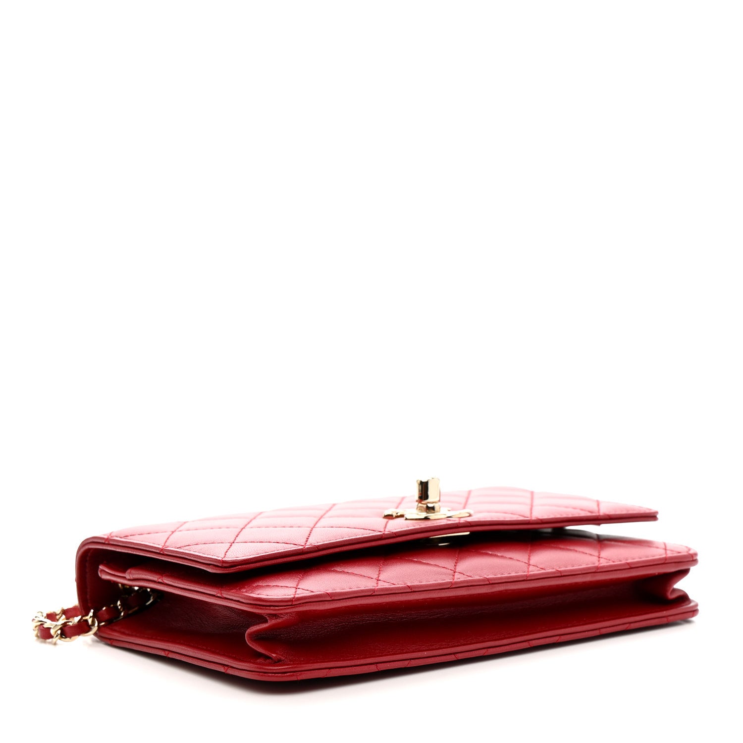 Chanel Lambskin Quilted Trendy CC Wallet On Chain WOC Red 4 of 13