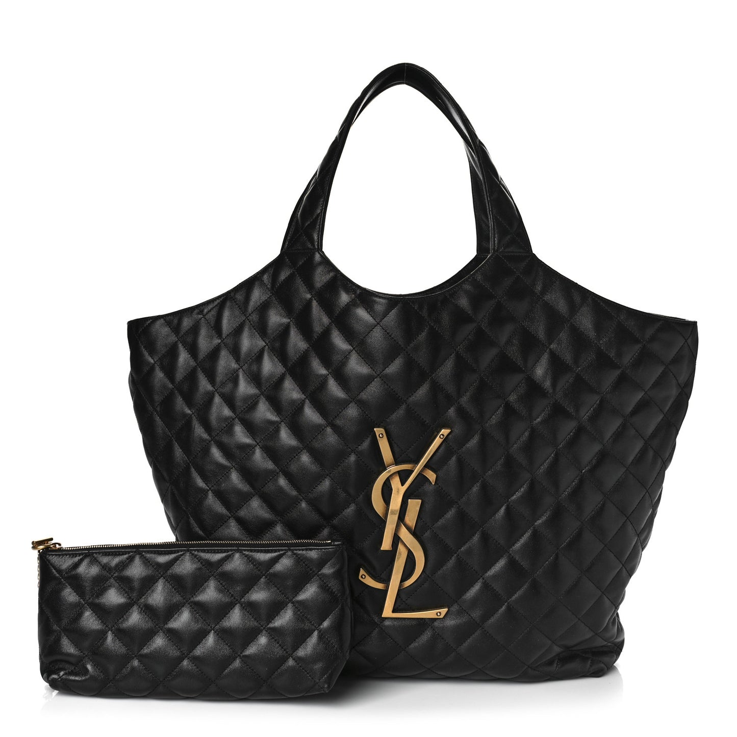 Lambskin Quilted Maxi Icare Shopping Tote Black