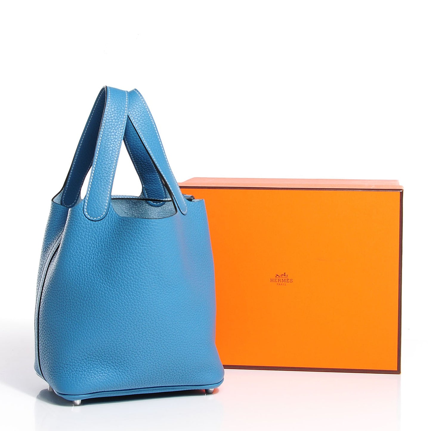 Taurillon Clemence Picotin Lock 18 PM Blue Jean