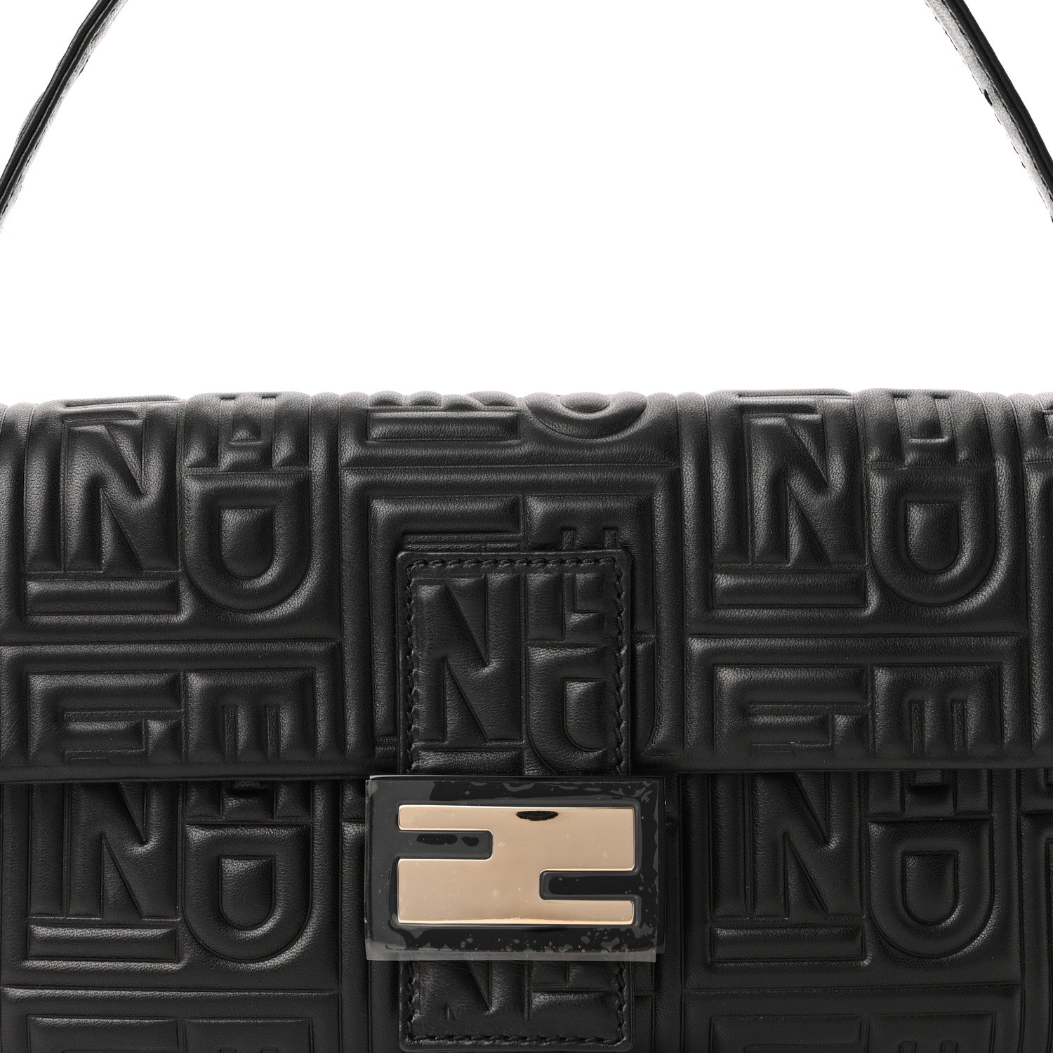 Fendi Nappa Logo Embossed Baguette Black 6 of 8