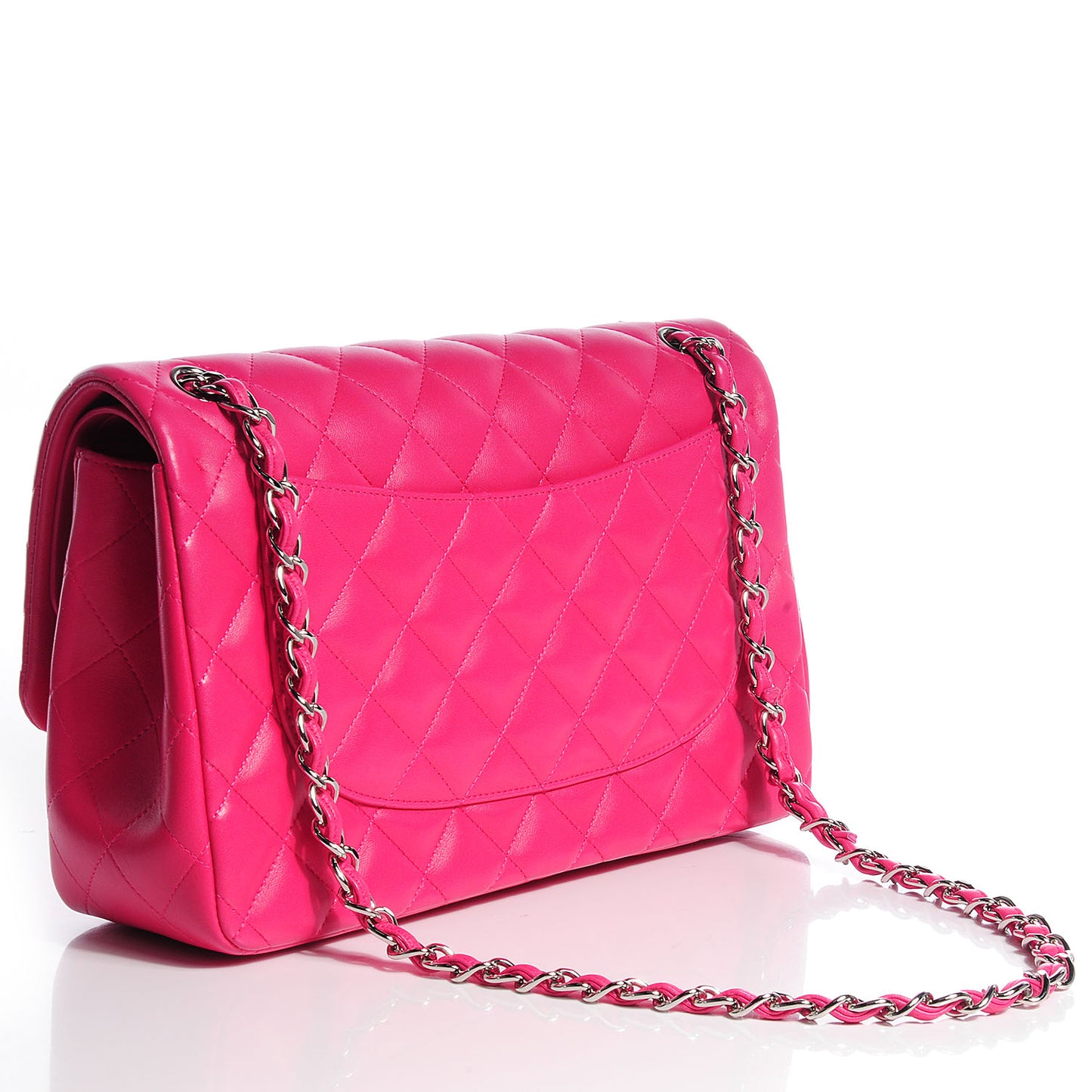 Lambskin Quilted Jumbo Double Flap Dark Pink