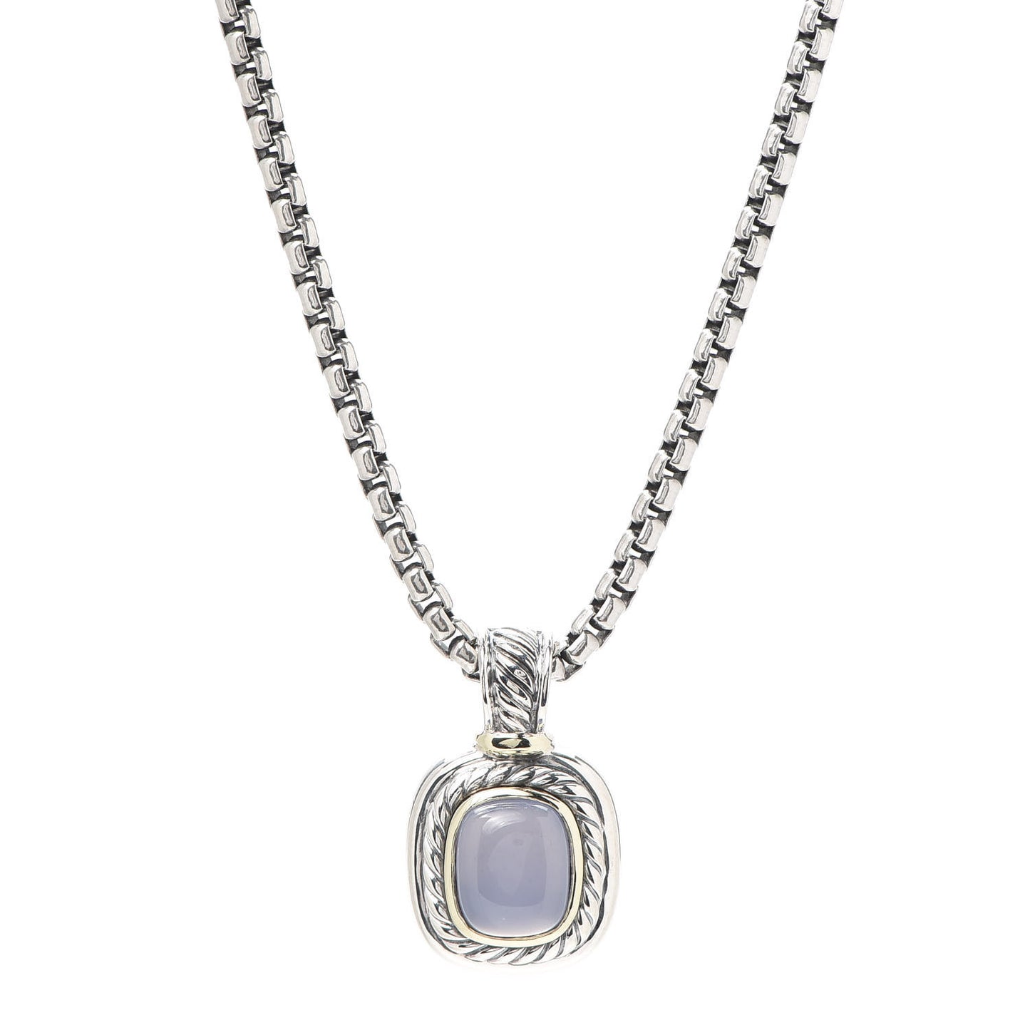 Sterling Silver 14K Yellow Gold Blue Chalcedony Albion Pendant Necklace