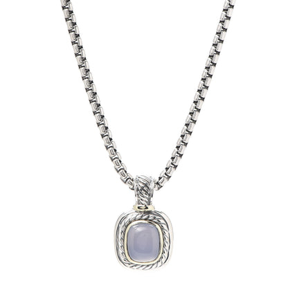 David Yurman Sterling Silver 14K Yellow Gold Blue Chalcedony Albion Pendant Necklace 1 of 5