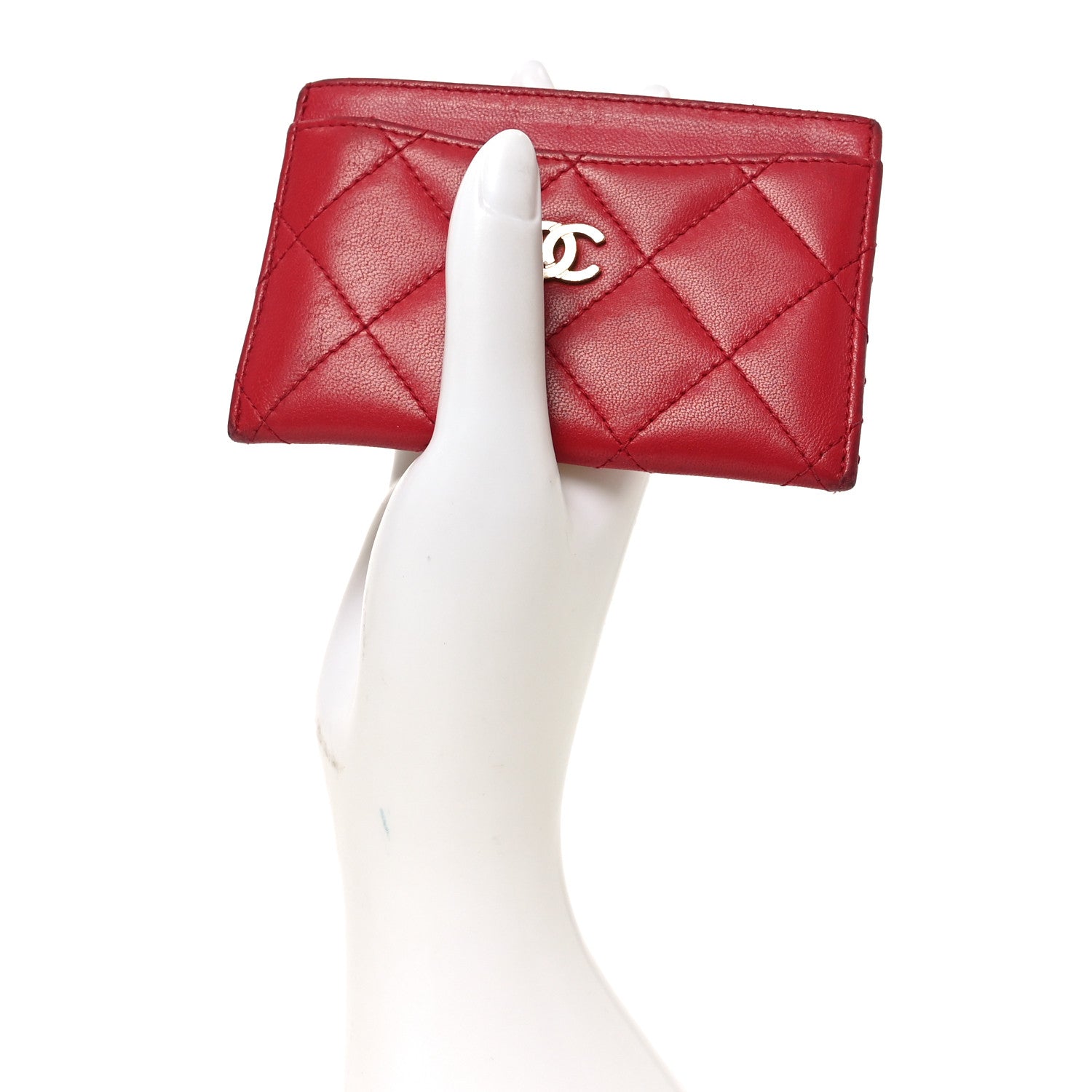 Chanel Lambskin Quilted Card Holder Red 2 of 9