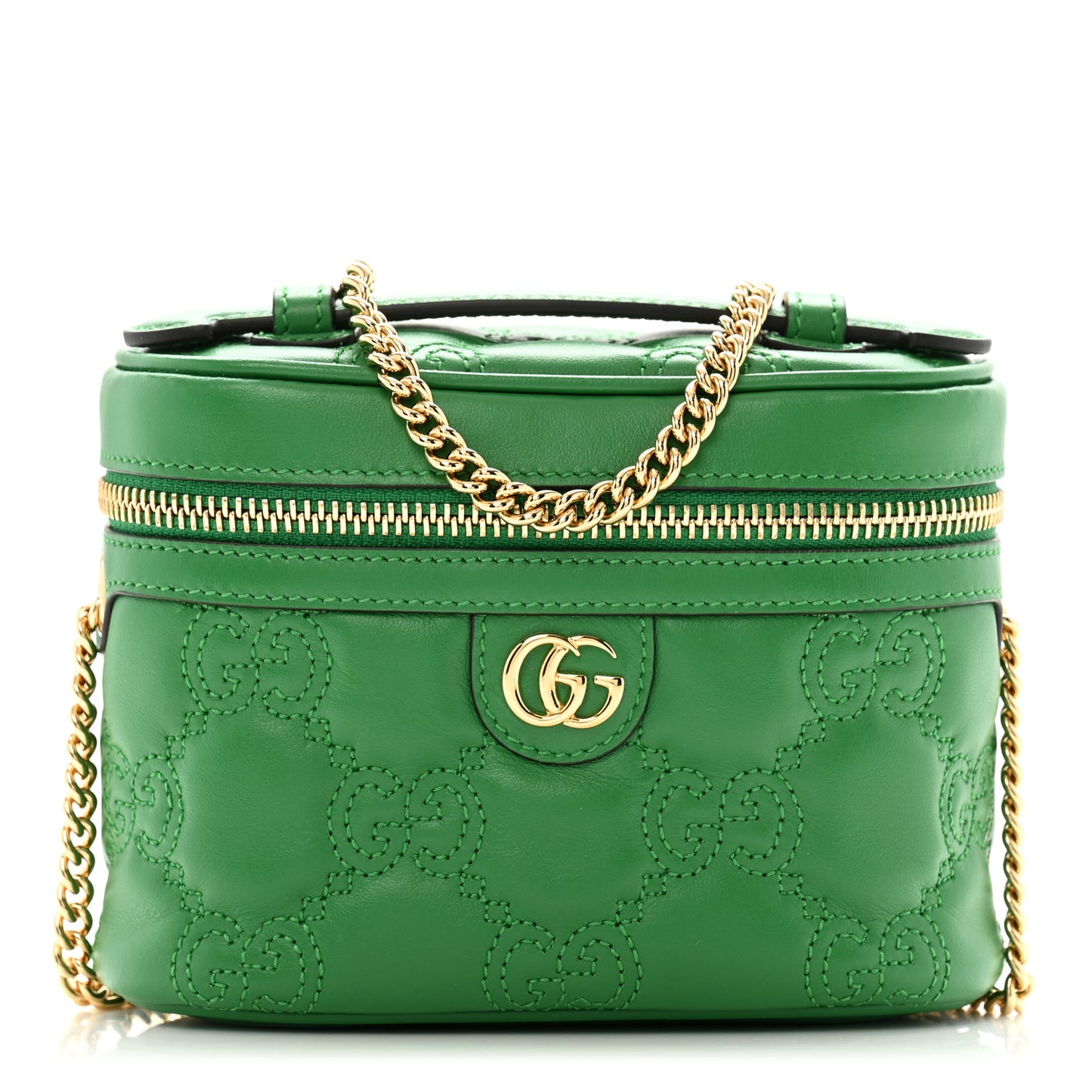 Calfskin GG Matelasse Mini Top Handle Bag Spring Green
