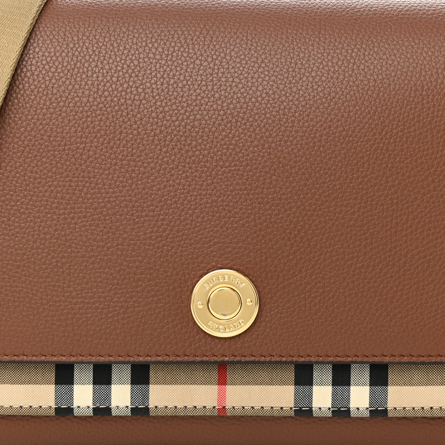 Burberry Calfskin Vintage Check Note Crossbody Bag Tan 7 of 10