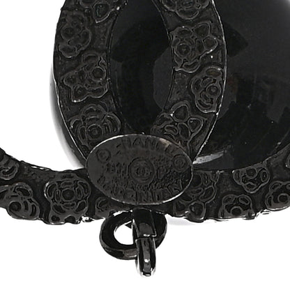 Chanel Pearl Bead CC Drop Camelia Earrings Black 4 of 4