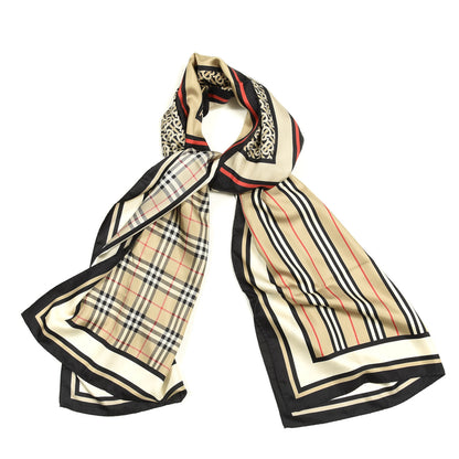 Burberry Silk Vintage Check Icon Stripe TB Monogram Print Scarf Archive Beige 1 of 3