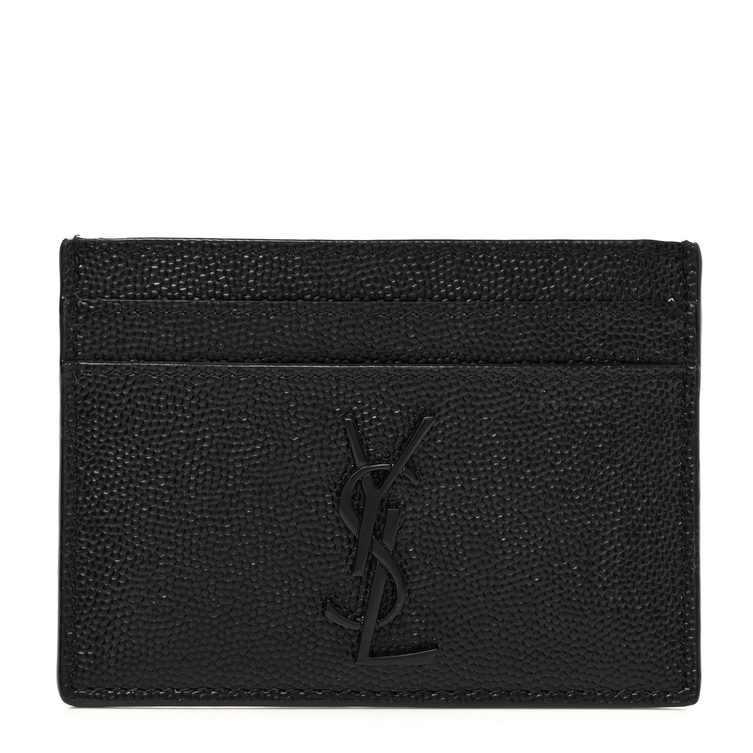 Saint Laurent Grain De Poudre Monogram Credit Card Case Black 1 of 8