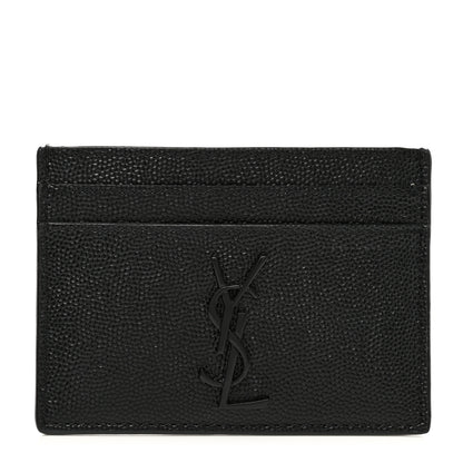 Saint Laurent Grain De Poudre Monogram Credit Card Case Black 1 of 8