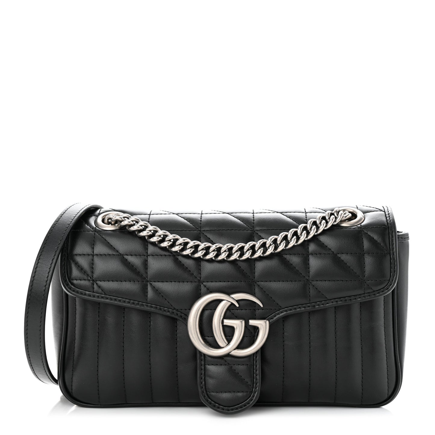 Calfskin Matelasse Aria Small GG Marmont Shoulder Bag Black