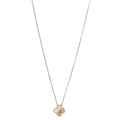 Van Cleef & Arpels 18K Yellow Gold Diamond Yellow Mother of Pearl Vintage Alhambra Pendant Necklace 1 of 7