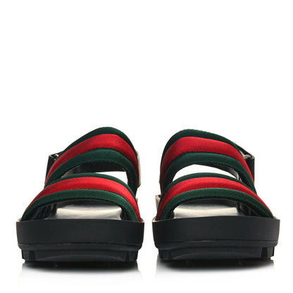 Gucci Nylon Cirano Lux Web Mens Cleat Sole Slingback Sandals 9 Green Red Black 2 of 9