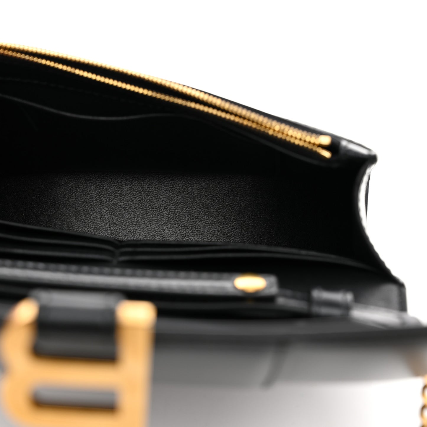Shiny Box Calfskin Hourglass Chain Bag Black
