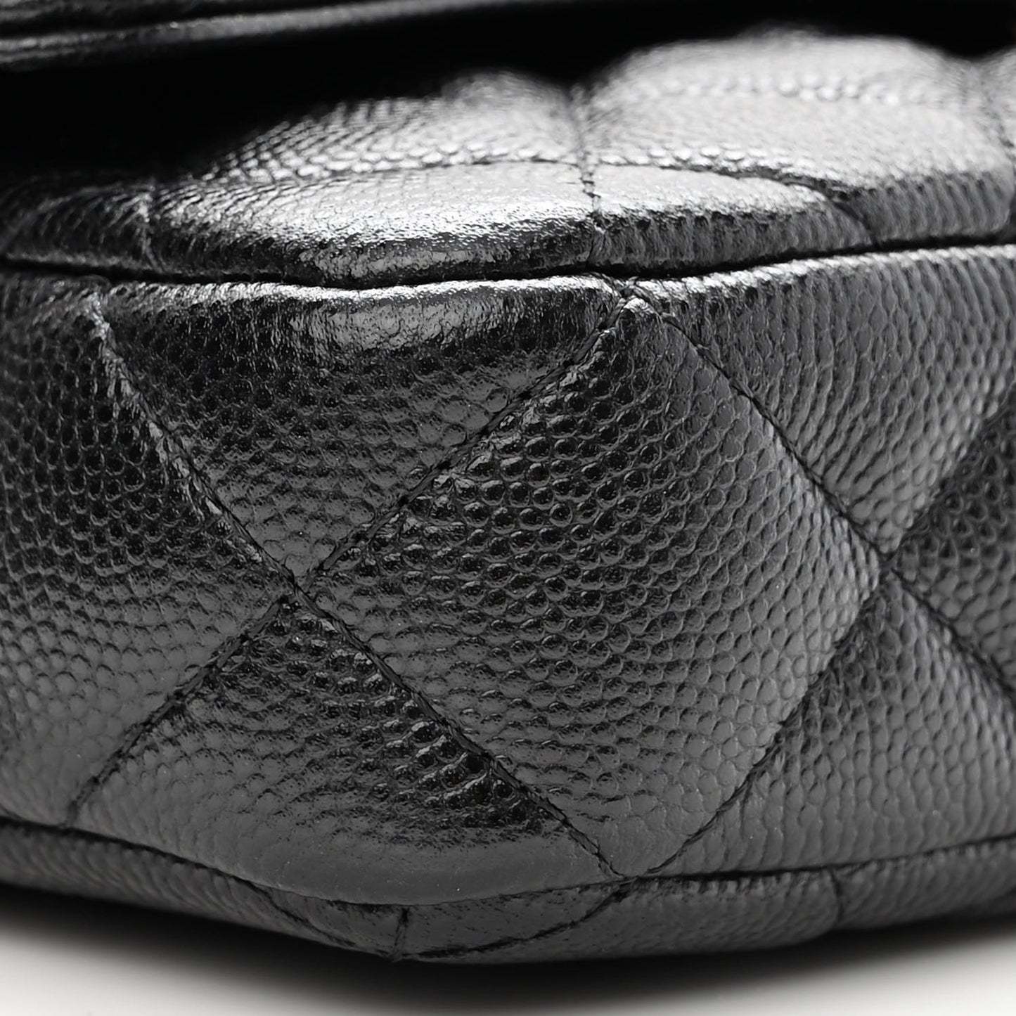 Caviar Quilted Flap Phone Holder With Chain Black