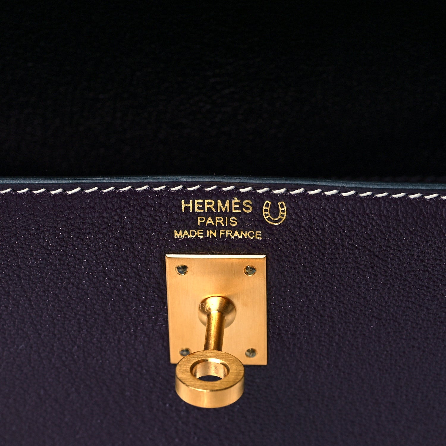 Hermes Chevre Mysore Horseshoe Kelly Sellier 25 Raisin Gris Mouette 6 of 10
