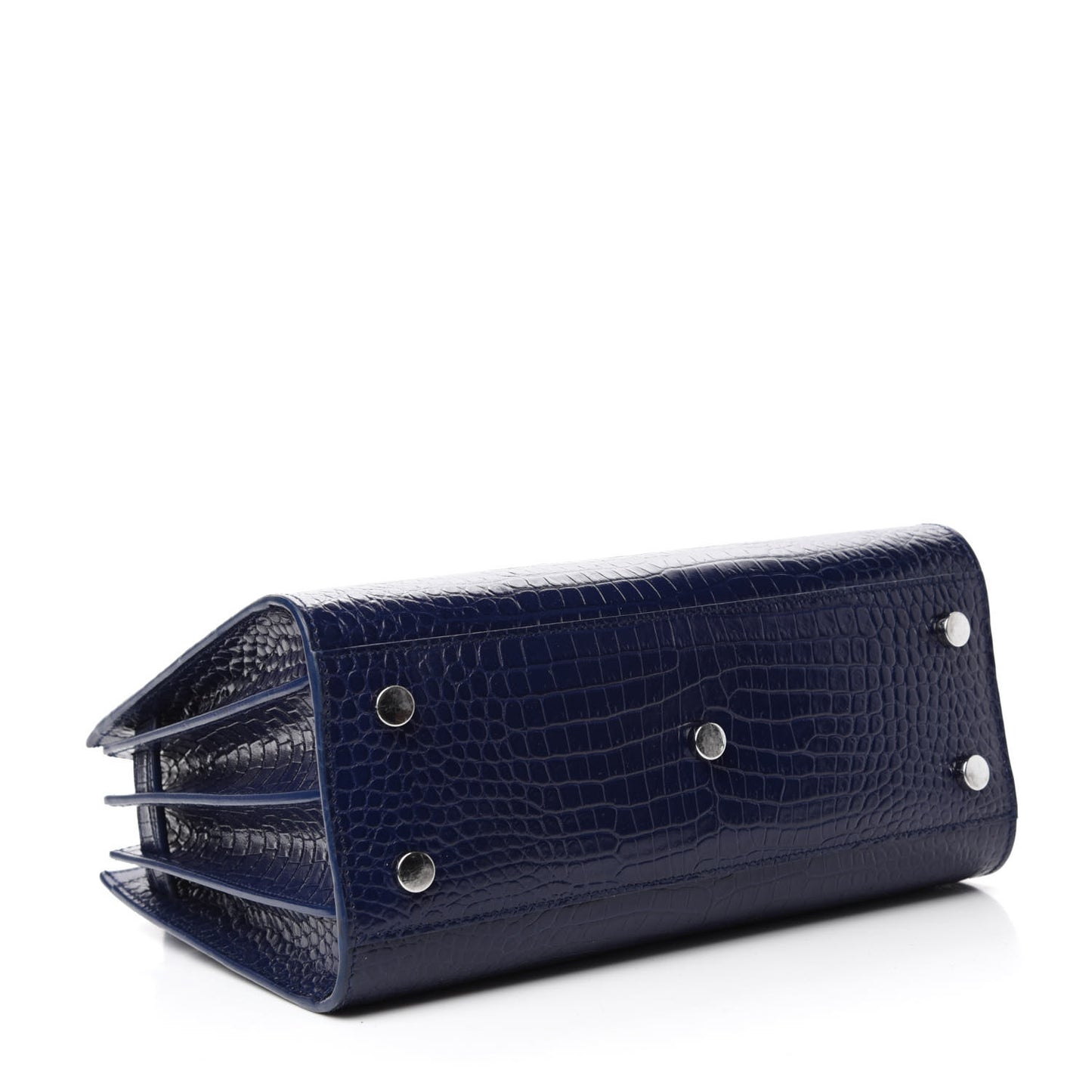 Calfskin Crocodile Embossed Baby Sac De Jour Navy