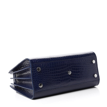 Saint Laurent Calfskin Crocodile Embossed Baby Sac De Jour Navy 4 of 15