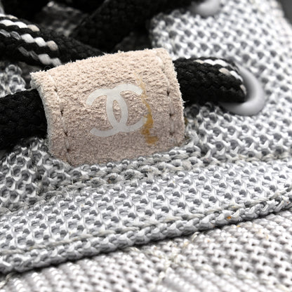Chanel Nylon Calfskin Suede Womens CC Sneakers 36 Grey White 8 of 10