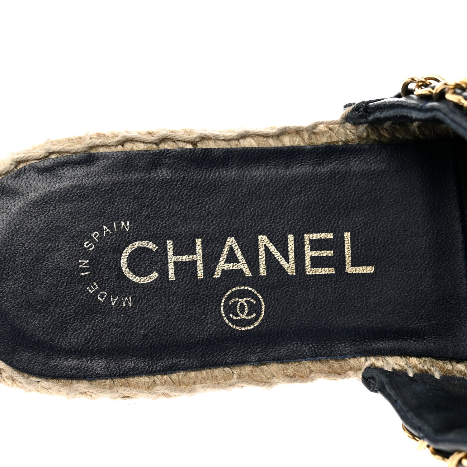 Chanel Lambskin Quilted CC Chain Espadrille Mules 36 Black Navy 7 of 9
