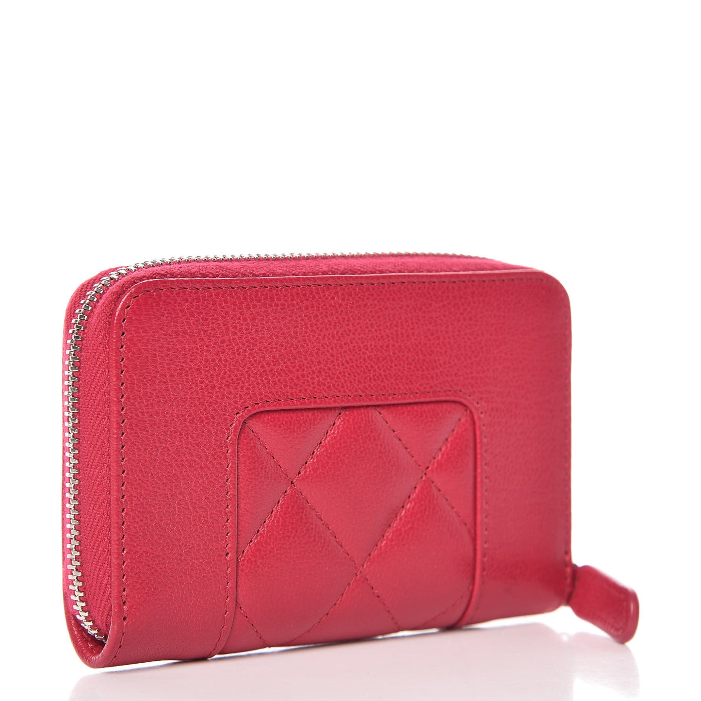 Sheepskin Quilted Mademoiselle Vintage Zip Coin Purse Pink