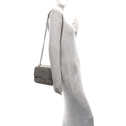 Prada Camoscio Impunture Diagramme Medium Chain Flap Shoulder Bag Grey 2 of 10