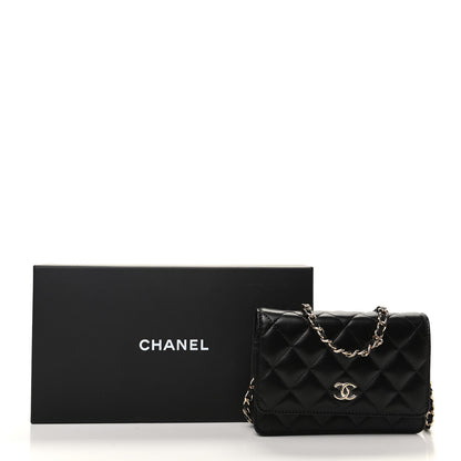 Chanel Lambskin Quilted Mini Camellia Bow Wallet On Chain WOC Black 9 of 9