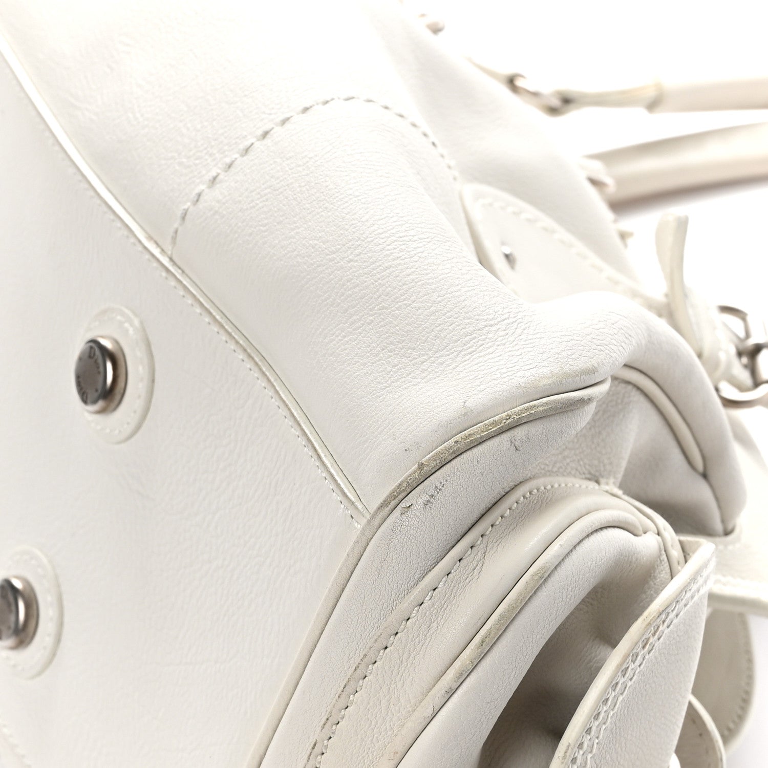 Christian Dior Calfskin My Dior Frame Pocket Satchel White 10 of 12