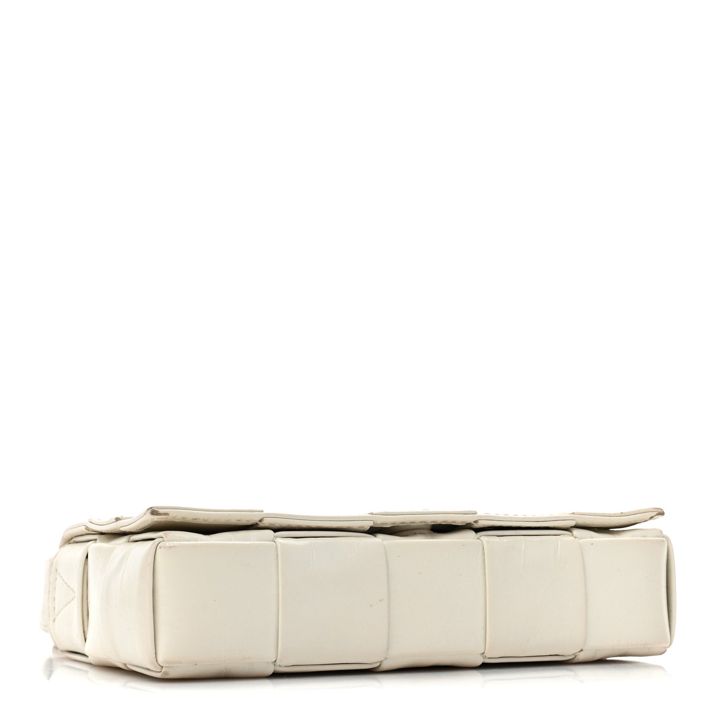 Paper Calfskin Maxi Intreccio Cassette Crossbody Bag White