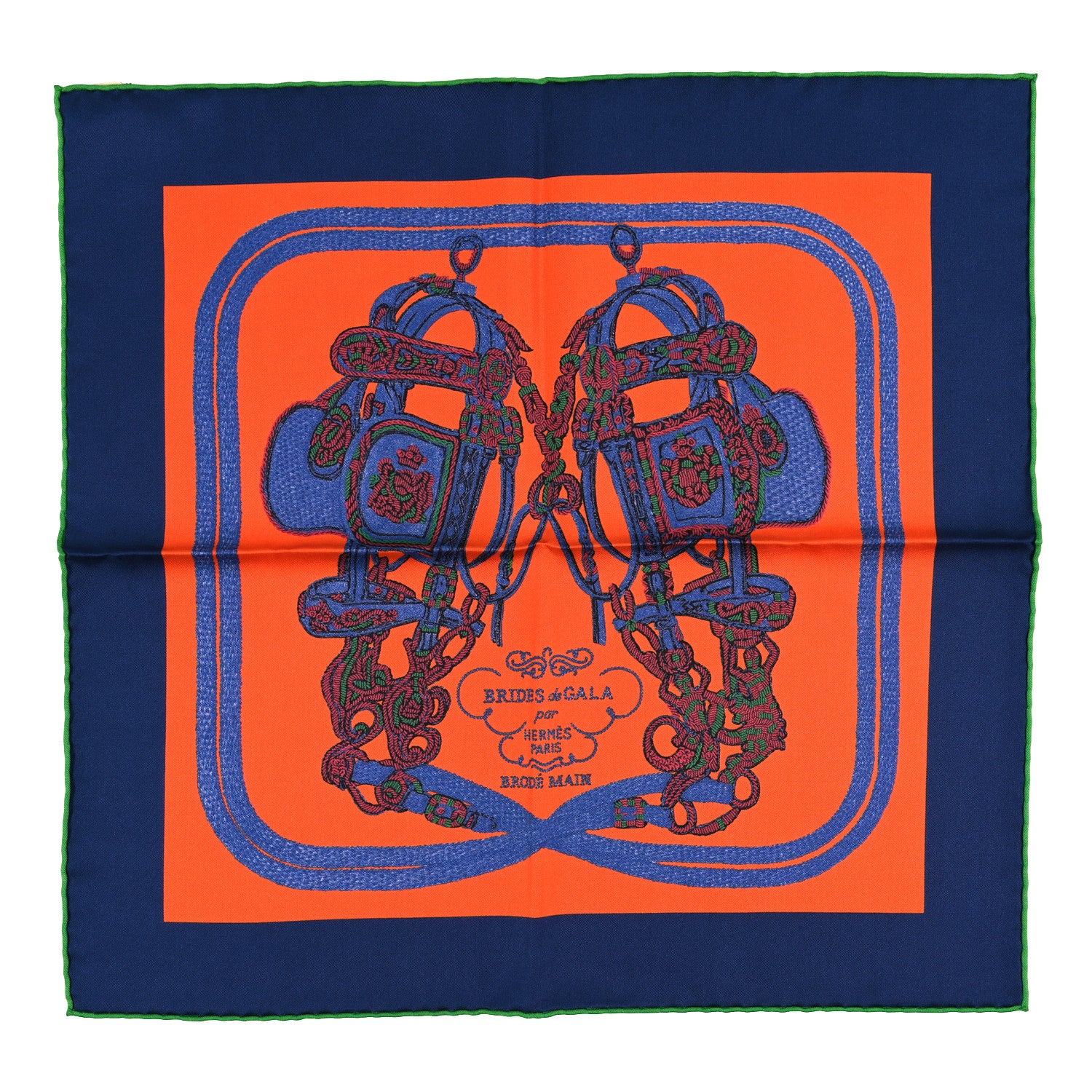 Hermes Silk Brides De Gala Scarf 45 Marine Orange Bleu Jean 1 of 3