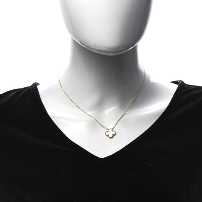 Van Cleef & Arpels 18K Yellow Gold Mother of Pearl Vintage Alhambra Pendant Necklace 2 of 8