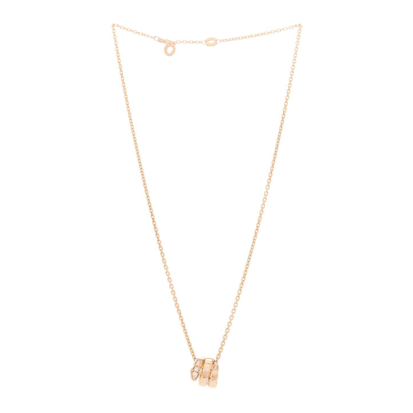 18K Rose Gold Diamond Serpenti Viper Demi Pave Pendant Necklace