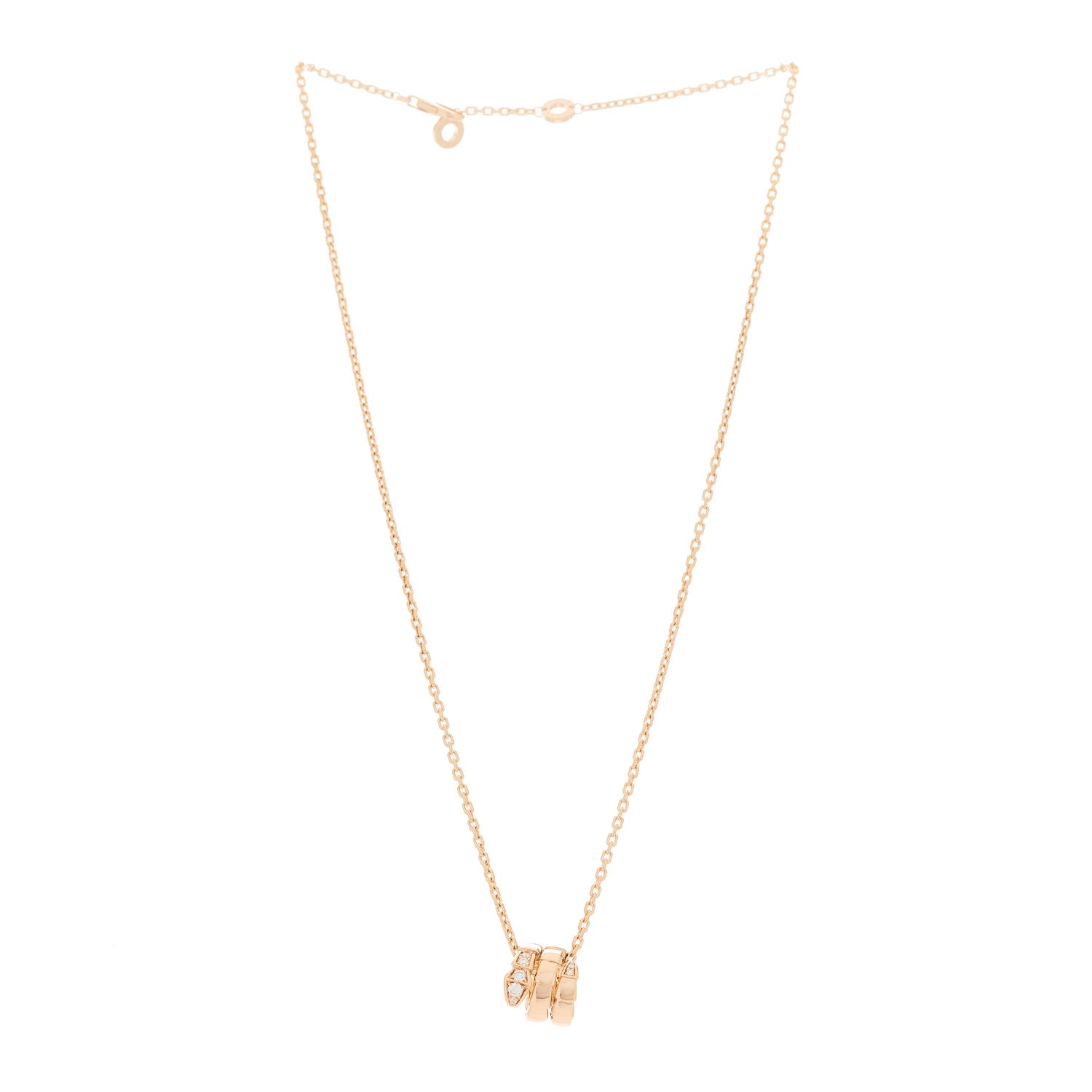 Bulgari 18K Rose Gold Diamond Serpenti Viper Demi Pave Pendant Necklace 3 of 9