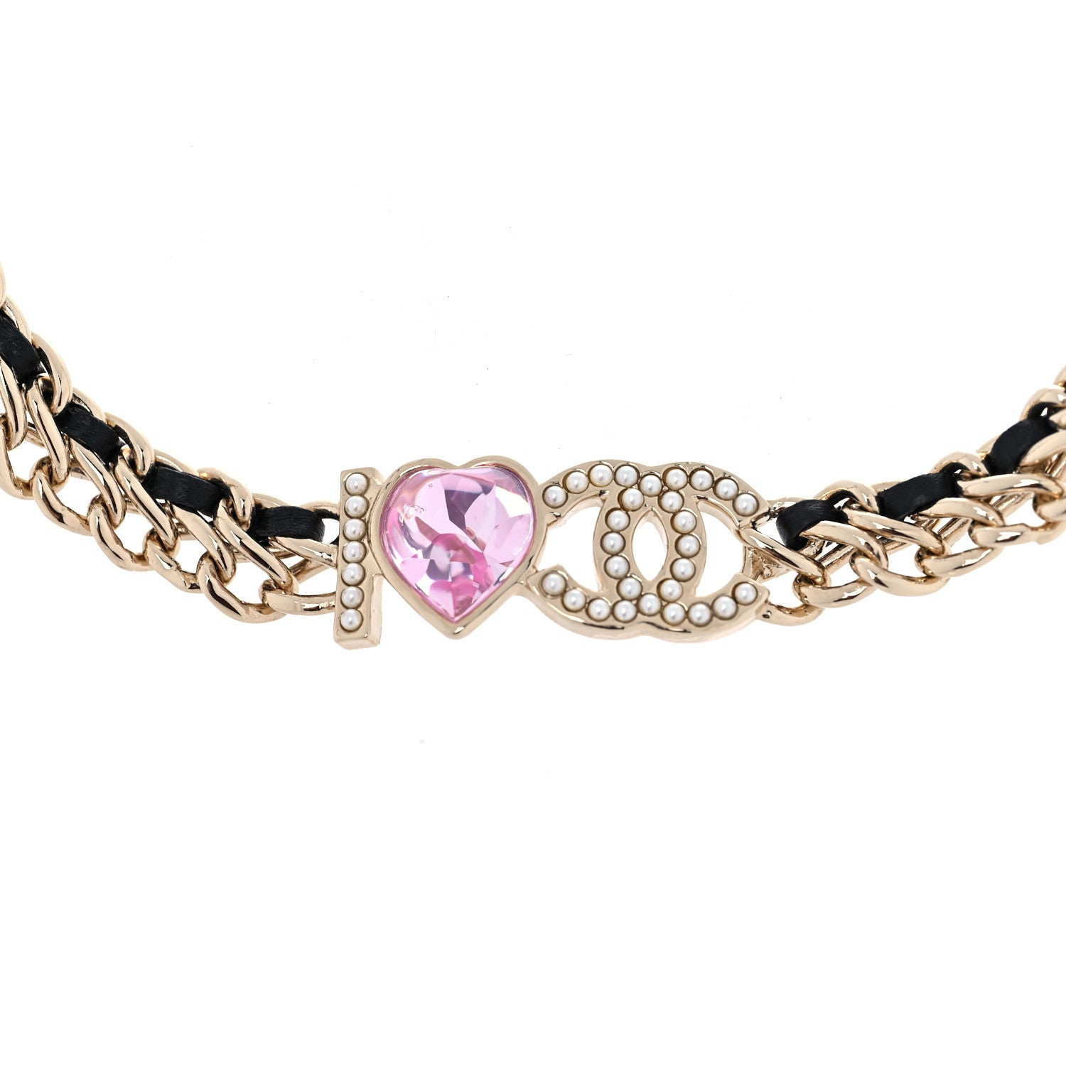 Chanel Crystal Pearl CC Choker Gold Black Gold 3 of 5