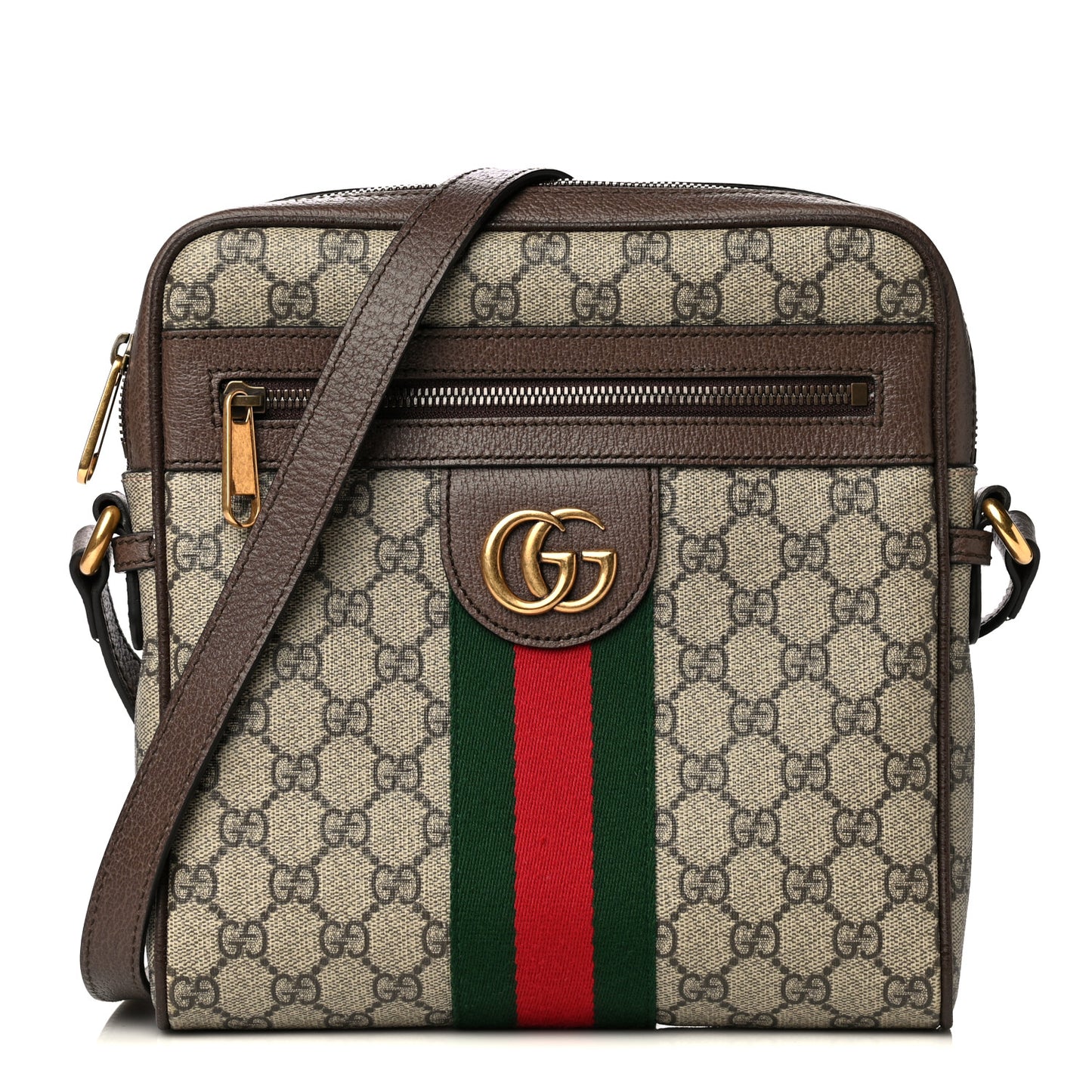 GG Supreme Monogram Web Small Ophidia Messenger Bag Brown