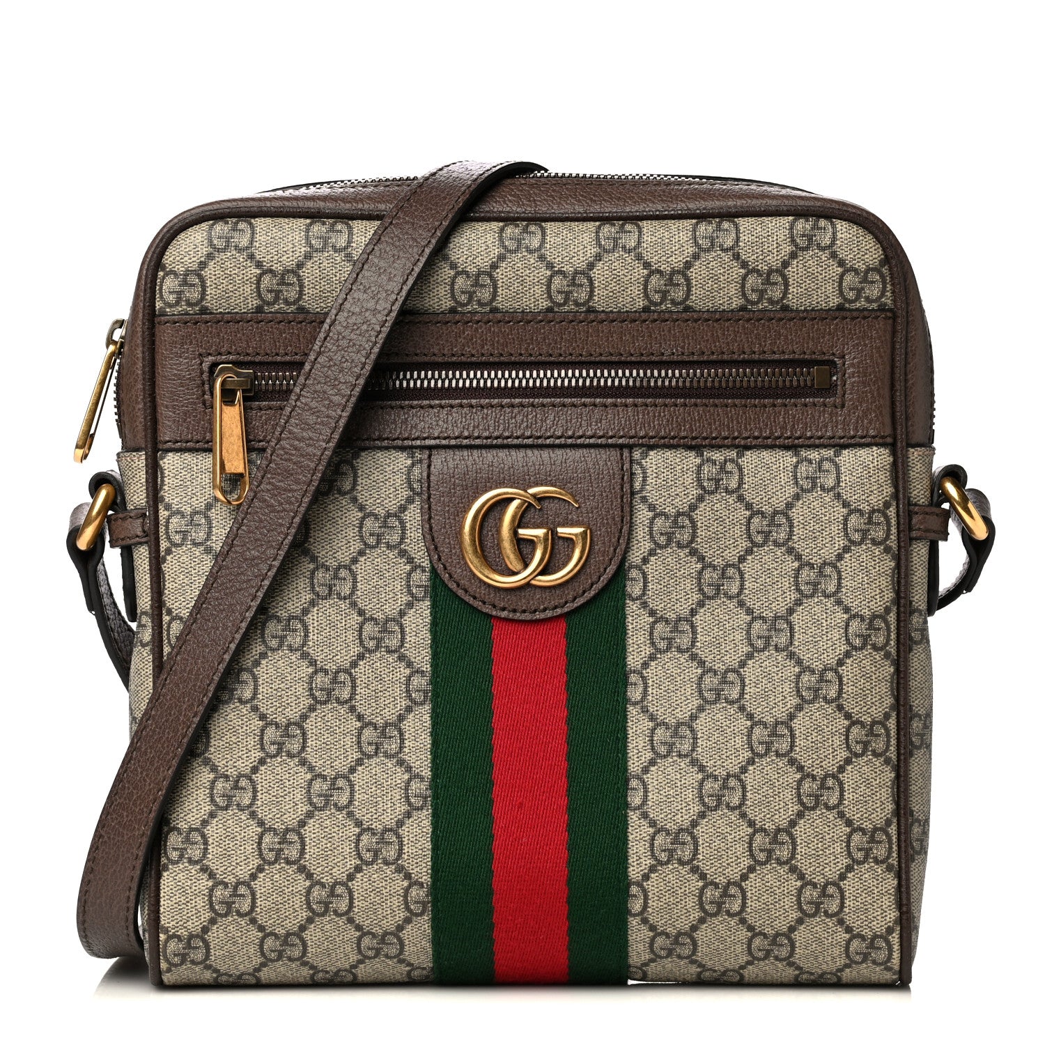 Gucci GG Supreme Monogram Web Small Ophidia Messenger Bag Brown 1 of 5