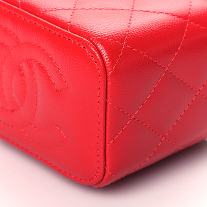 Chanel Caviar Quilted Mini Vanity Case With Chain Red 11 of 12