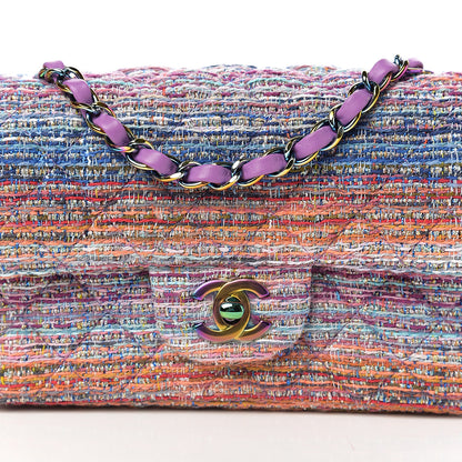 Chanel Tweed Quilted Mini Rectangular Flap Blue Pink Orange 9 of 10
