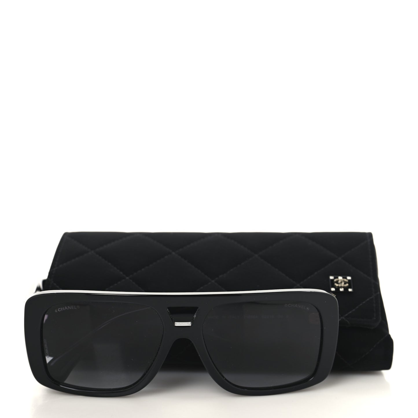 Acetate Crystal CC Pilot Sunglasses 71666 Black