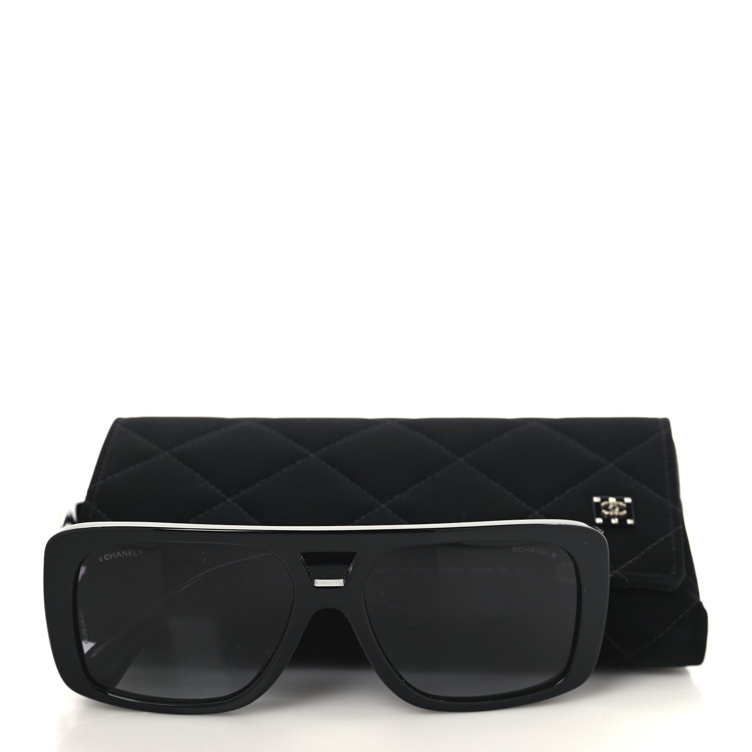 Chanel Acetate Crystal CC Pilot Sunglasses 71666 Black 7 of 7