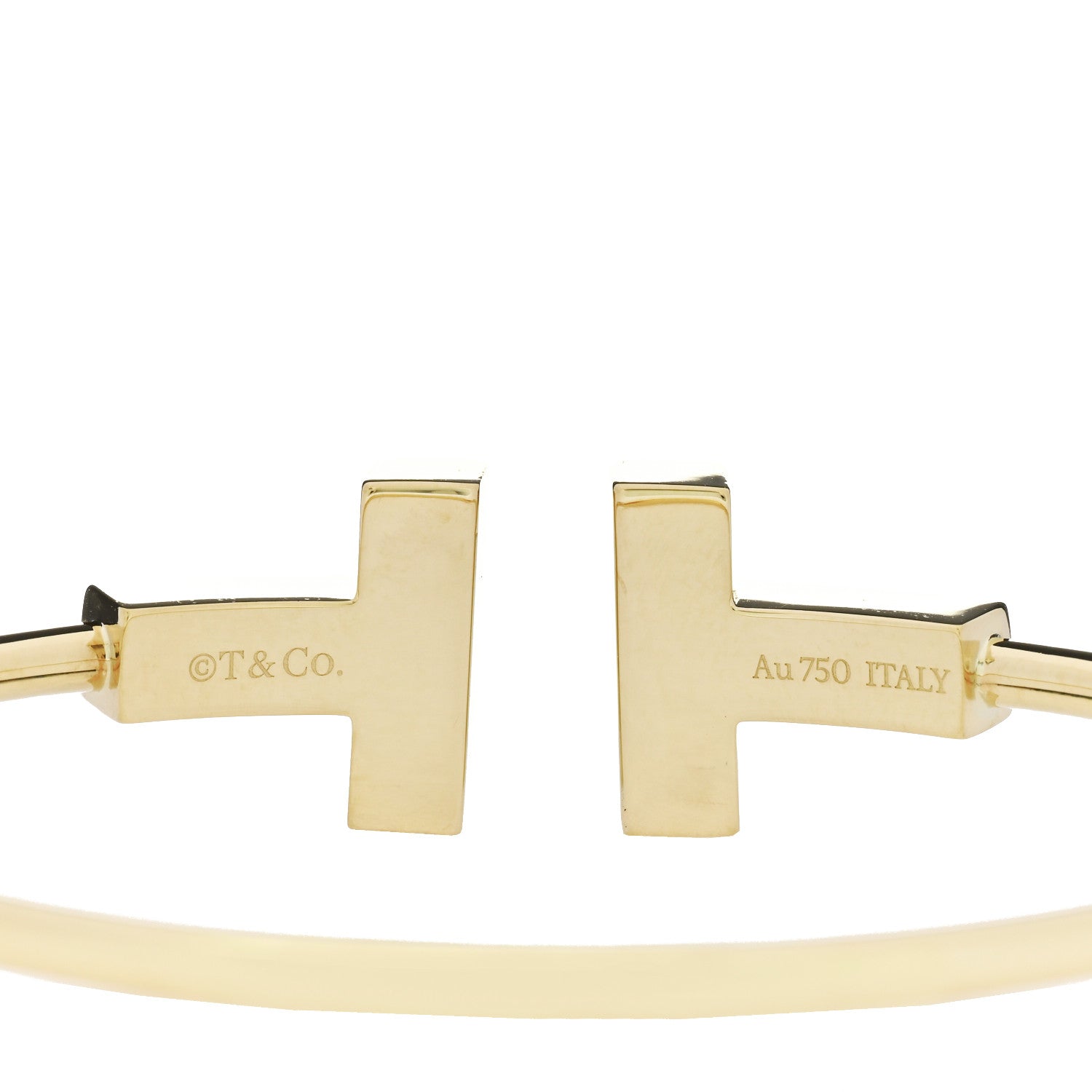 Tiffany 18K Yellow Gold T Wide Wire Bracelet 3 of 4