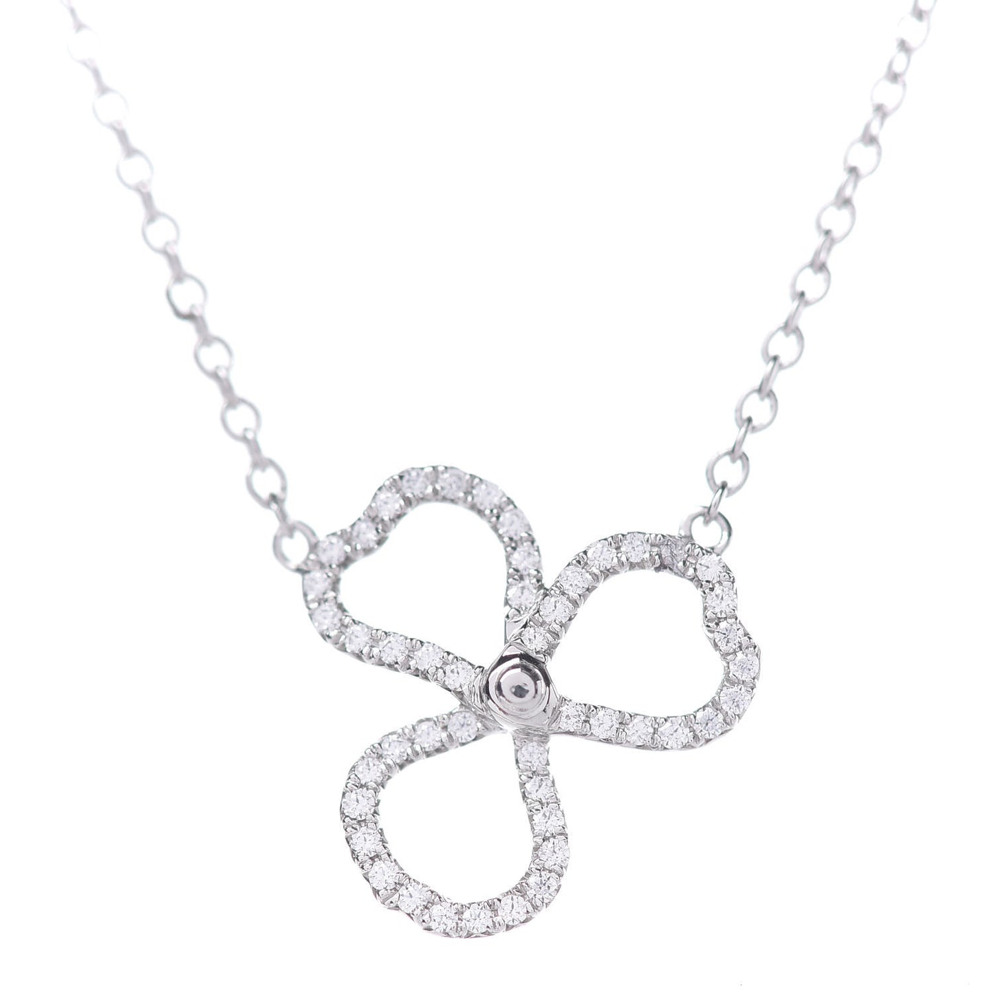 Platinum Diamond Mini Paper Flowers Pendant Necklace