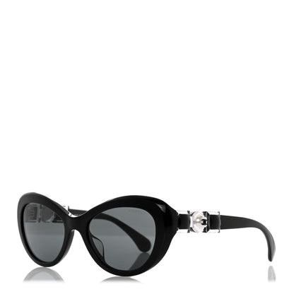 Chanel Acetate Glass Pearls Cat Eye Sunglasses 5443-H-A Black 1 of 8