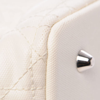 Christian Dior Coated Canvas Cannage Small Panarea Tote White 7 of 14