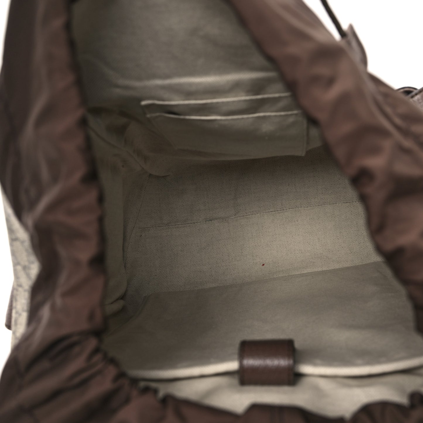 GG Supreme Monogram Medium Ophidia Double Buckle Backpack Brown