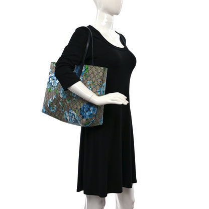 Gucci GG Supreme Monogram Blooms Medium Reversible Tote Beige Blue Navy 2 of 20