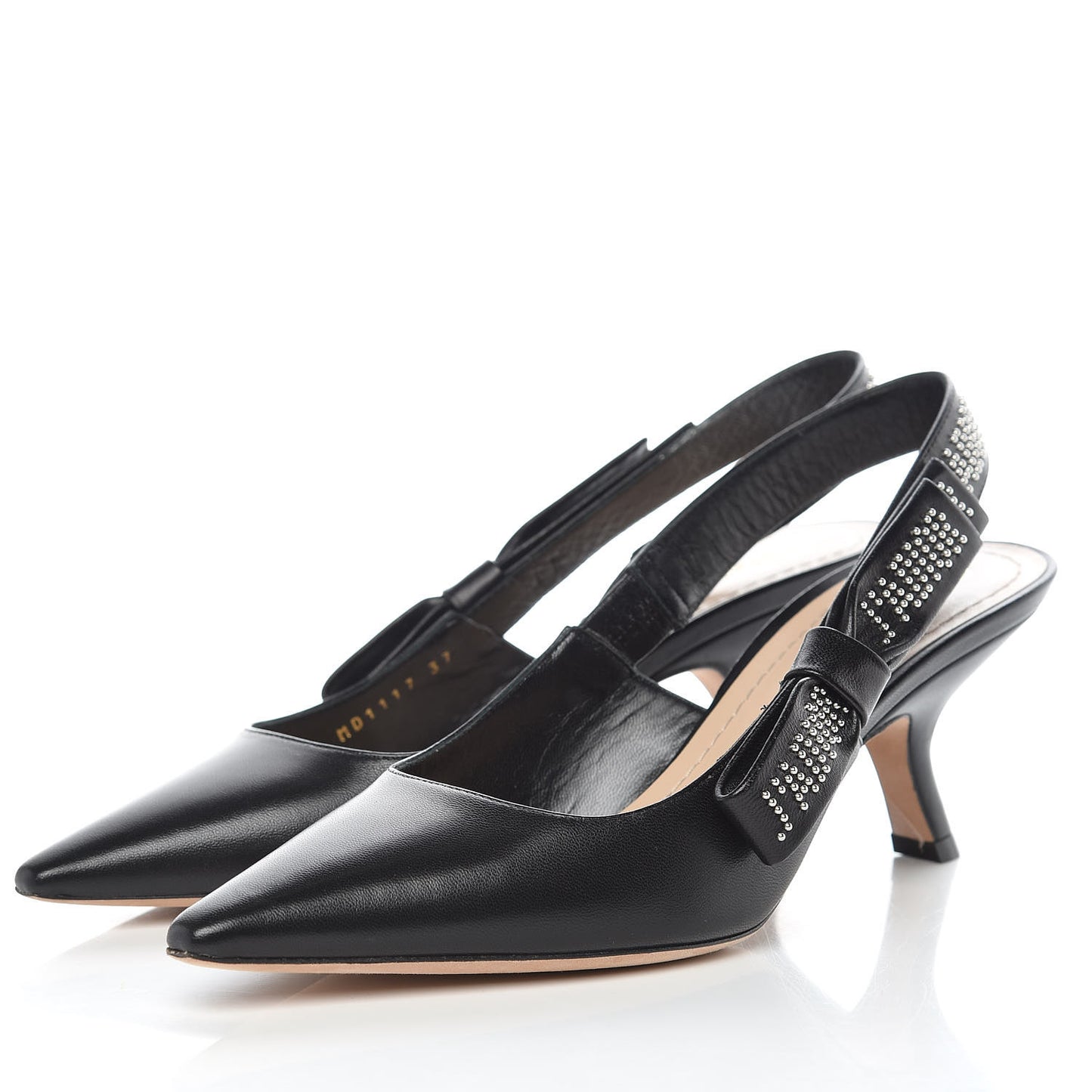 Lambskin Studded J'Adior Slingback 65mm Pumps 37 Black